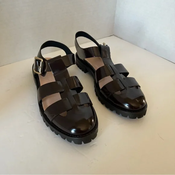 J. Crew Black Sandals with Gold Buckle - Picture 4 of 6